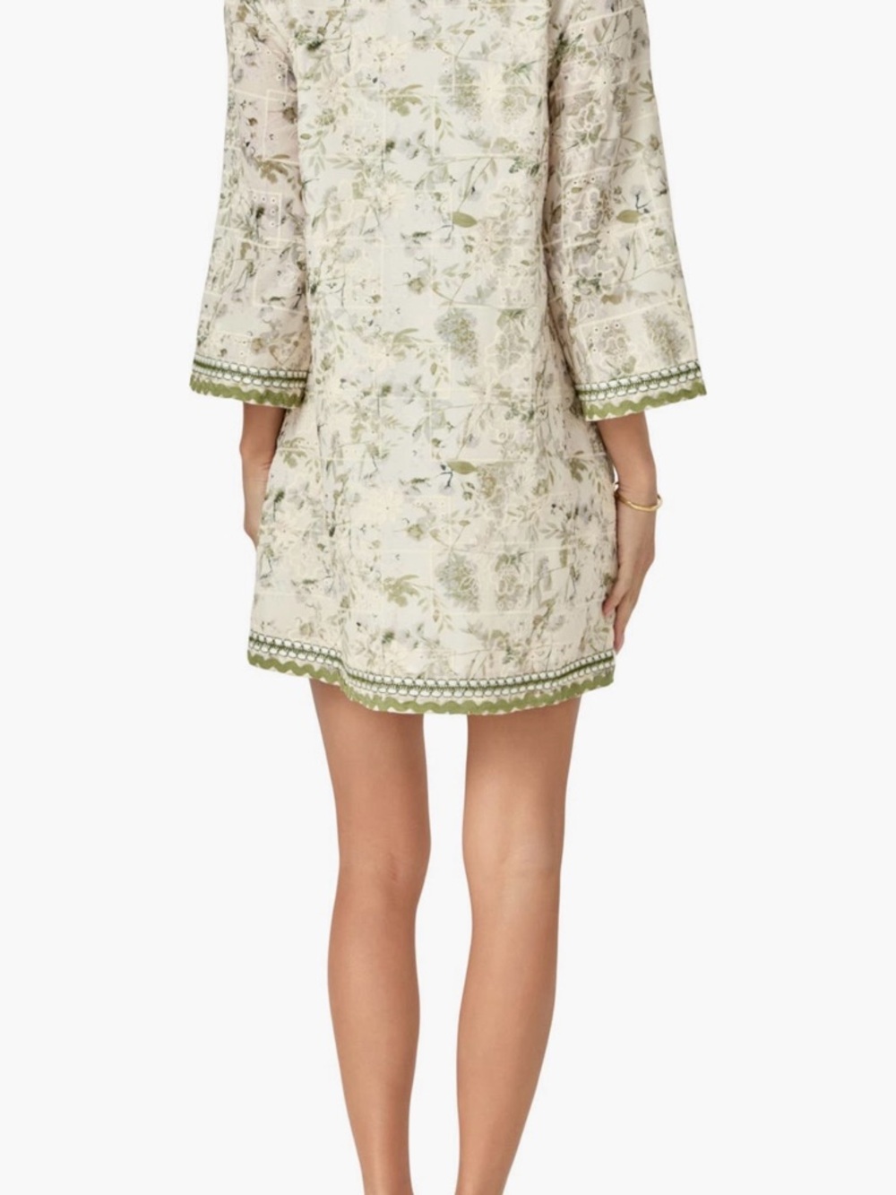 English Factory Cream and Olive Floral Embroidered Tunic Dress - Picture 2 of 7
